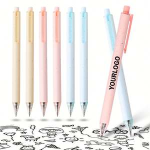 Stylo bille en paille de blé ABS, action facile par pression, pointe balle 1,0 mm, encre noire, écriture supérieure, couleur macaron - Product Image 2