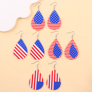 Pendientes con diseño de estrellas a rayas rojas, blancas y azules para el Día de la Independencia estadounidense, pendientes de acrílico para mujer. - Product Image 1