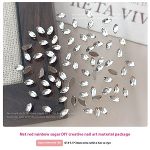 Paso Sico Flat Back Regenbogen Zucker 3D French Nail Art Roter Kristalls chmuck Kleine quadratische gebohrte Strass steine Navette Baguette Form - Product Image 6