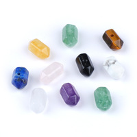 Accessoires en cristal naturel à double pointe avec trou : Lapis Lazuli, Œil de tigre, Quartz clair, Améthyste, Quartz rose pour bijoux DIY