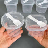 Gobelets en plastique de 180 ml, 220 ml, 280 ml avec couvercle et cuillère, pour mousse, dessert, gâteau, boissons, soupes et autres aliments - Vente en gros