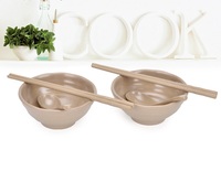 Ensemble de bols classiques de style japonais pour deux, cadeau d'affaires avec baguettes et cuillères en fibre de riz, écologiques