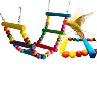 Ensemble de 15 jouets en bois pour perroquets, accessoires pour oiseaux de cage, balançoire, pont suspendu, balle, cloche, fournitures pour animaux de compagnie