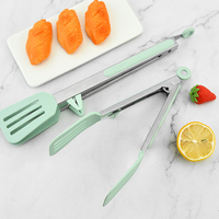 Pinces alimentaires en acier inoxydable et silicone avec support, poignée antidérapante, pinces de cuisine, barbecue, salade, outils de cuisine