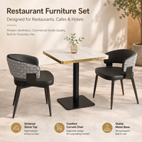Juego de Comedor Moderno para Restaurante con Cubierta de Piedra Sinterizada y Estructura de Grado Comercial - Asientos de Lujo para Cafetería, Hotel, Bistro