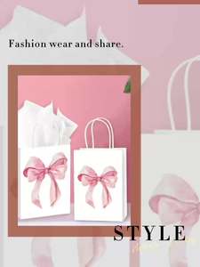 Custom Recyclable Pink Bow Gift <b>Bags</b> Wedding <b>Favor</b> <b>Party</b> Gift Bow-Tied Packaging Handle Printed Luxury Paper Shopping <b>Bag</b> - Product Image 6