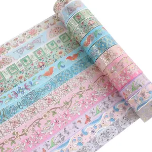 Bán buôn tùy chỉnh cổ điển Washi Băng Giấy thiết lập in tem Dễ Thương Kawaii vật nuôi Masking lá vàng sổ lưu niệm Washi Băng nhà sản xuất