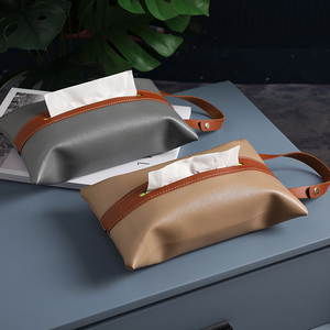 Cajas de papel de tejido Facial para colgar en el hogar, bolsa dispensadora de servilletas de cuero PU para mesa, soporte de tejido moderno para coche - Product Image 3