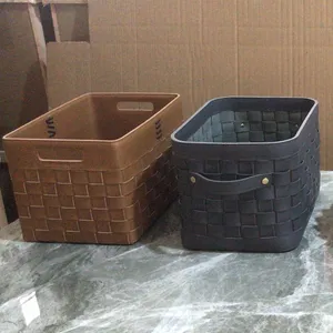 High Quality Pu Leather Storage Organizer Basket Household Luxury Decoration Sundry Basket Box Bins