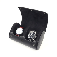 Boîte de rouleau de montre double de luxe en cuir véritable de qualité supérieure pour couple étui de voyage noir vert logo personnalisé pour hommes fabricant en relief