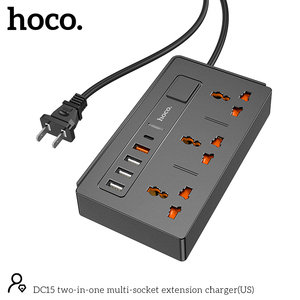 2022 Hoco OEM DC15 2 en 1 3 prises parasurtenseur 4 Ports de commutation de surcharge <span class=keywords><strong>USB</strong></span> <span class=keywords><strong>chargeur</strong></span> d'extension multi-prises - Product Image 3