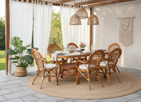Juego de Comedor Moderno de Venta Caliente Inspirado en el Diseño de Java, Mesa Larga Hecha a Mano para Exteriores de Indonesia