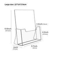 Présentoir de bureau en acrylique transparent pour brochures, épaisseur de panneau 3 mm, styles petit/grand/A5 moyen, rangement de documents