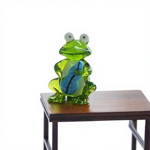 Figura de pájaro de cristal hecha a mano, verde y azul, forma irregular, jarrón de pared Art Deco, adorno para sala de estar, paquete de una sola pieza - Product Image 1