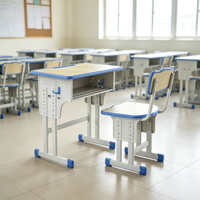 Ensemble de chaise et de bureau d'école en métal personnalisé, design durable pour l'étude des enfants à la maison et en classe