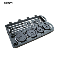 Ensemble d'haltères et de barres réglables en fonte peinte 50 kg, personnalisable, avec support de rangement portable haut de gamme pour équipement de gym