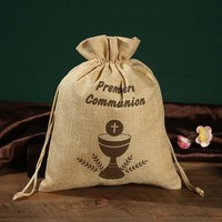 Sac en chanvre mini format en promotion, emballage recyclé pour café, en corde de jute et toile de jute, pour bijoux, pochette à cordon, emballage cadeau