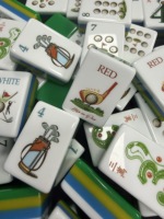 Jeu de Mahjong américain avec tuiles de conception de parcours de golf pour les amateurs de golf, prix de tournoi pour club-house