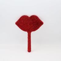 Miroir de maquillage portable en forme de lèvres avec strass scintillants, miroir de vanité en cristal étincelant pour femmes, cadeau de fête