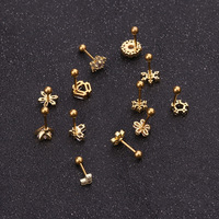 Boucles d'oreilles en forme de flocons de neige, bijoux en acier inoxydable, zircon cubique, argent et or, nouveauté tendance,