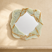 Miroir mural décoratif moderne en onyx vert afghan, style diamant, pour hôtel de luxe et décoration de salle de bain, personnalisable