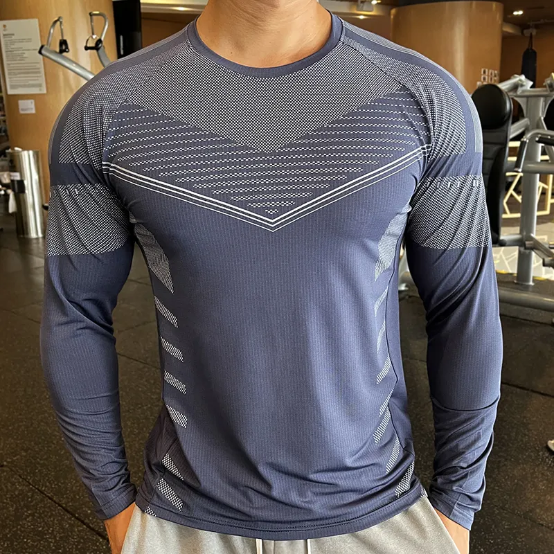 Heren Volledige Mouw T-shirt Print Turnkleding Jogger Fitness Droge Fit Blouse Tops Ontwerpen Workout Sport Shirts