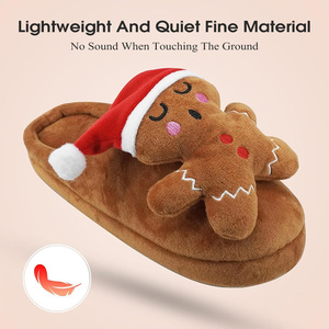 Mules d'hiver pour femmes et hommes, en forme de bonhomme en pain d'épices, doublées de peluche, légères, en mousse à mémoire de forme, confortables, douces, respirantes - Product Image 5