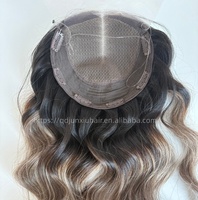 Perruque Mini Originale à Grande Couverture, Topper Capillaire, Lace Frontale Complète, Dessus Plat, Nœuds Simples, Prothèse Capillaire pour Ligne de Cheveux Resserrée et Couronne Affinée