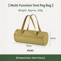 Sac de rangement portable cylindrique pour accessoires de camping, pochette de transport pour piquets de tente, cordes d'ancrage et outils pour le camping en extérieur