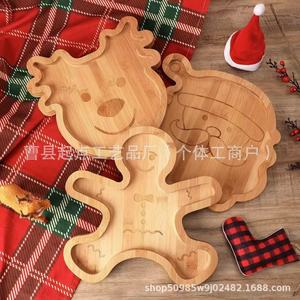 Starting Point Bamboo Wooden Santa Reindeer Gingerbread <b>Tray</b> 29.8cm Decorative Serving <b>Tray</b> For <b>Snacks</b> And Food - Product Image 4