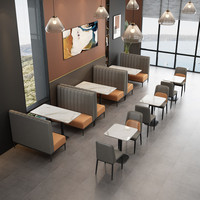Ensemble table et chaises en pierre frittée de style moderne et luxueux, orange et gris, pour restaurant, kiosque de plage
