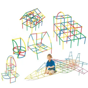 Bloco de conector de tubo, brinquedo, diy, 300 peças, canudo, bloco 4d, blocos de construção para crianças