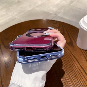 Luxury Magnetic Transparent Phone Case for <b>iPhone</b> 18 17 Pro Max With 360° Metal Ring <b>Stand</b> Wireless Charging Shockproof Cover - Product Image 4