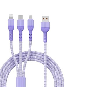สายชาร์จประเภทซี 3 อิน 1 สายชาร์จแบบเร็ว 100W สายเคเบิลข้อมูลแบบถักสำหรับโทรศัพท์แท็บเล็ตแล็ปท็อปความยาว 1 ม. - Product Image 5