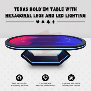 MGpta004 Table de <span class=keywords><strong>poker</strong></span> Texas Hold'em professionnelle de luxe moderne avec éclairage LED intégré, table de jeu de <span class=keywords><strong>casino</strong></span>, table de <span class=keywords><strong>poker</strong></span> de tournoi, tapis de <span class=keywords><strong>poker</strong></span> de taille compétition - Product Image 1