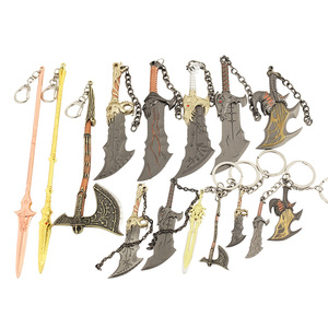 Porte-clés <span class=keywords><strong>God</strong></span> of <span class=keywords><strong>War</strong></span> Lames du Chaos Kratos Marteau de Thor <span class=keywords><strong>Ragnarok</strong></span> Mini figurine d'action Hache - Product Image 1