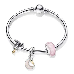 Pulsera de Plata de Ley <span class=keywords><strong>S925</strong></span> con Rosa, Donut y Mickey de la Serie Pan Family, Versátil y Elegante, Ideal para Regalar a tu Novia - Product Image 5