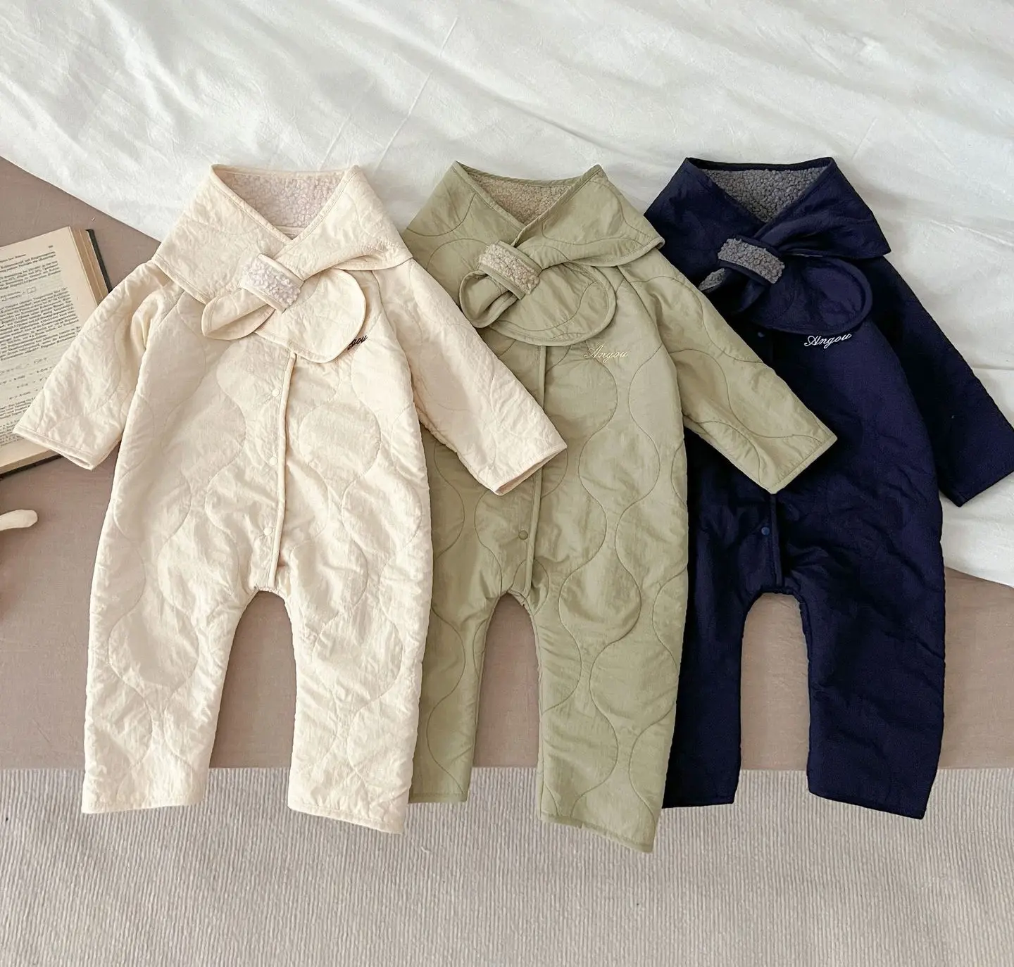 Macacão de lã de cordeiro para bebês meninos e meninas, roupas infantis outono inverno para uso ao ar livre