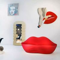 Sofá de Tela con Forma de Labios Rojos GEDO Creative, Sofá Pequeño para Ahorrar Espacio en la Sala de Estar