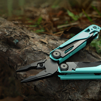 Outil multifonctionnel de survie pour le camping en plein air, 18 en 1, bleu, avec couteau dentelé, ouvre-bouteille