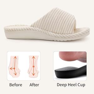 Chaussures d'intérieur pour femmes en fourrure, avec <span class=keywords><strong>semelle</strong></span> extérieure respirante en EVA, soutien de la voûte <span class=keywords><strong>plantaire</strong></span> réglable, bout ouvert, pour l'été et l'automne - Product Image 4