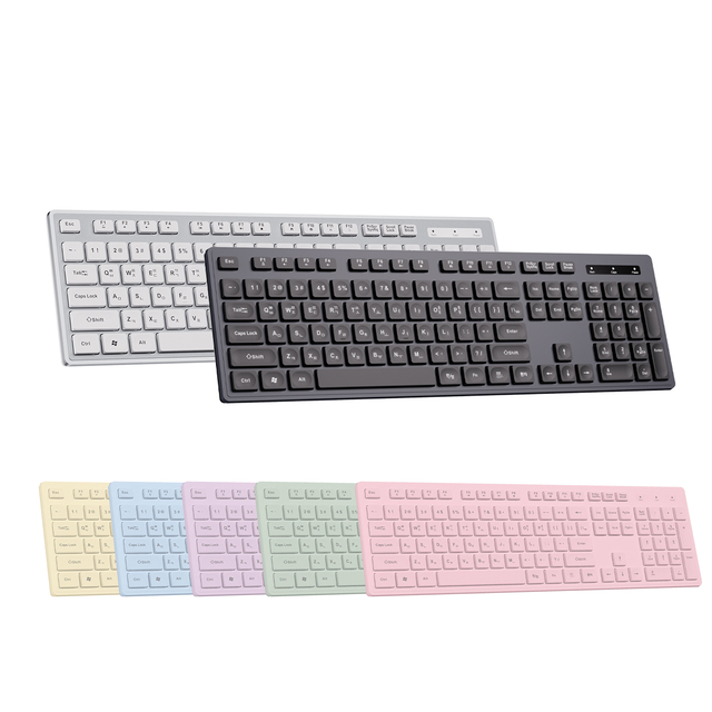 KW-112 New Dual Modes Custom 2.4G Wireless Laptop Keyboard Silent Keys Full Size High Quality Office Keyboard Custom Colors