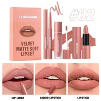 Fabricant professionnel de produits de beauté pour les lèvres, ensemble de rouge à lèvres mat à six couleurs LANGMANNI, imperméable et tendance, pour le maquillage quotidien
