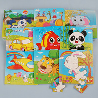 Puzzle en bois carré de 9 pièces, jouets d'éducation précoce pour garçons et filles de maternelle, jouets d'intelligence pour avion, pour 0 à 24 mois