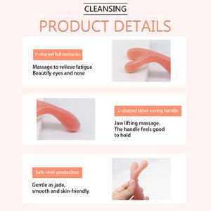 नाक की मालिश चेहरे को उठाने वाली जीभ टेंडन मेरिडियन स्टिक रेसिन गुलाबी एगेट वाई आकार के दो कोण नाक स्क्रैपर मालिश उपकरण - Product Image 6