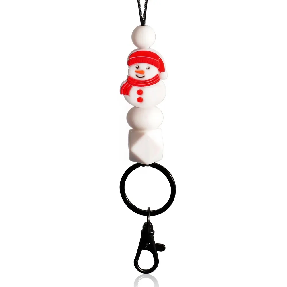 Nouveau Design de noël personnalisé, lanière perlée en Silicone avec boucle de sécurité, porte-Badge de carte d'identité, porte-clés de enseignant, lanière, cadeau de charme