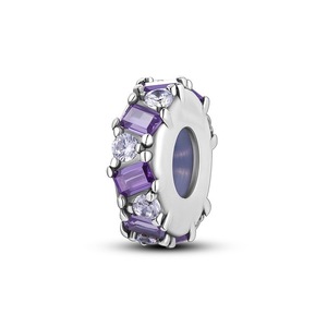 Componentes para joyería DIY: Abalorios espaciadores y de posicionamiento de cobre bañado en plata de ley S925 con piedra de nacimiento de septiembre <span class=keywords><strong>azul</strong></span> para pulseras - Product Image 5