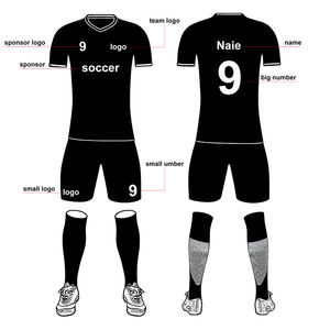 Ensemble de maillots de football de haute qualité à transfert thermique, design personnalisé, logo, impression du nom sur le maillot, respirant, séchage rapide - Product Image 6