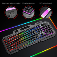 Clavier d'ordinateur portable ergonomique T-WOLF T16 avec plaque en fer, rétroéclairage RGB filaire, étanche, 104 touches, touches multimédias