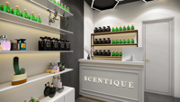 Vitrine de présentation de parfums moderne, étagères personnalisées pour parfums, comptoir de vente au détail pour l'aménagement intérieur d'une boutique